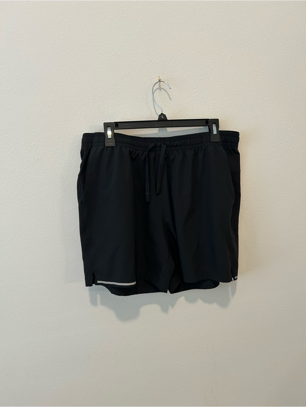 Men's Black Athletic Running Shorts with Reflective Accent